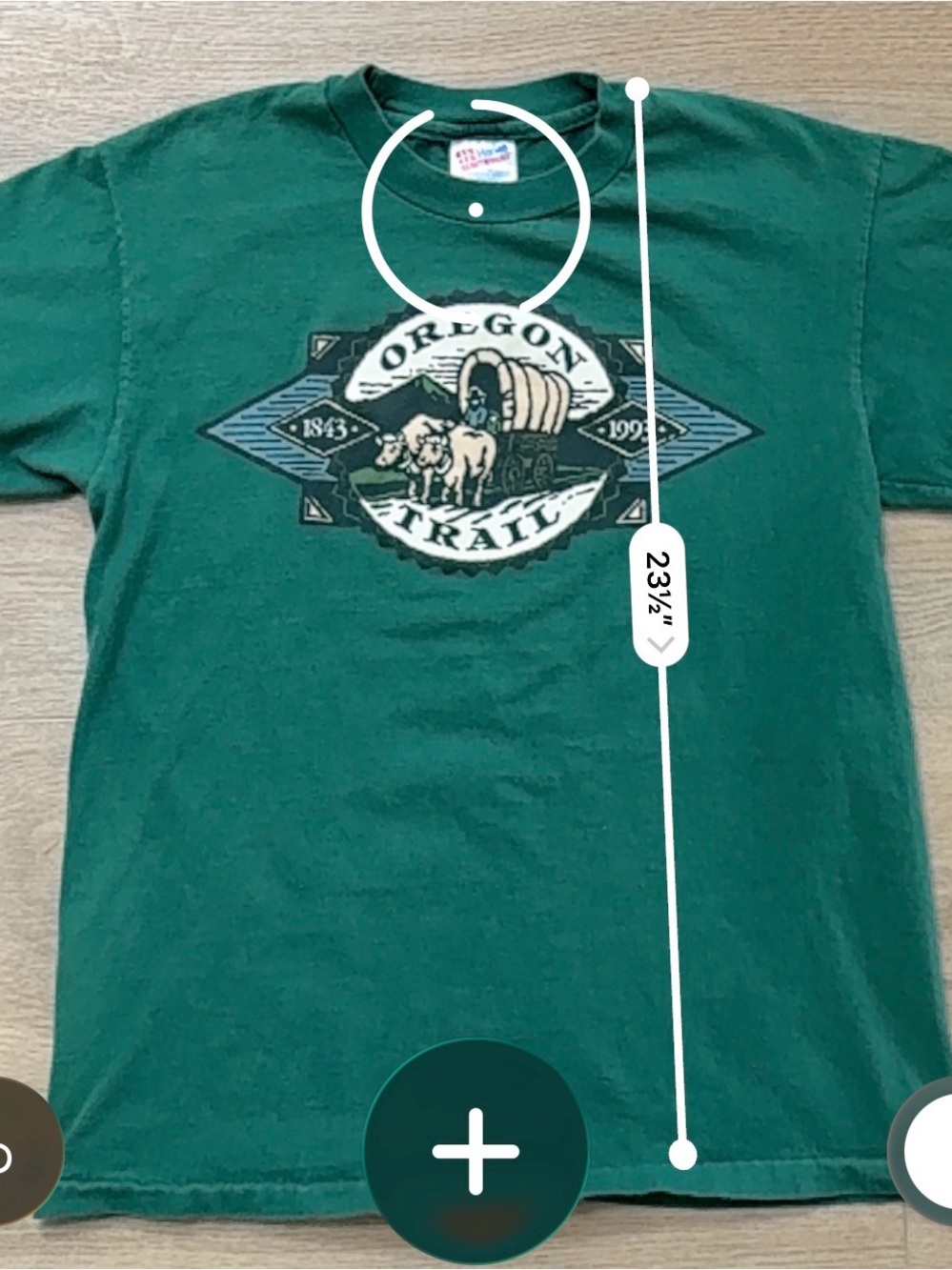Vintage 90s Single Stitch Hanes Oregon Trail T-Shirt Green 100% Cotton USA S/M - Picture 9 of 9